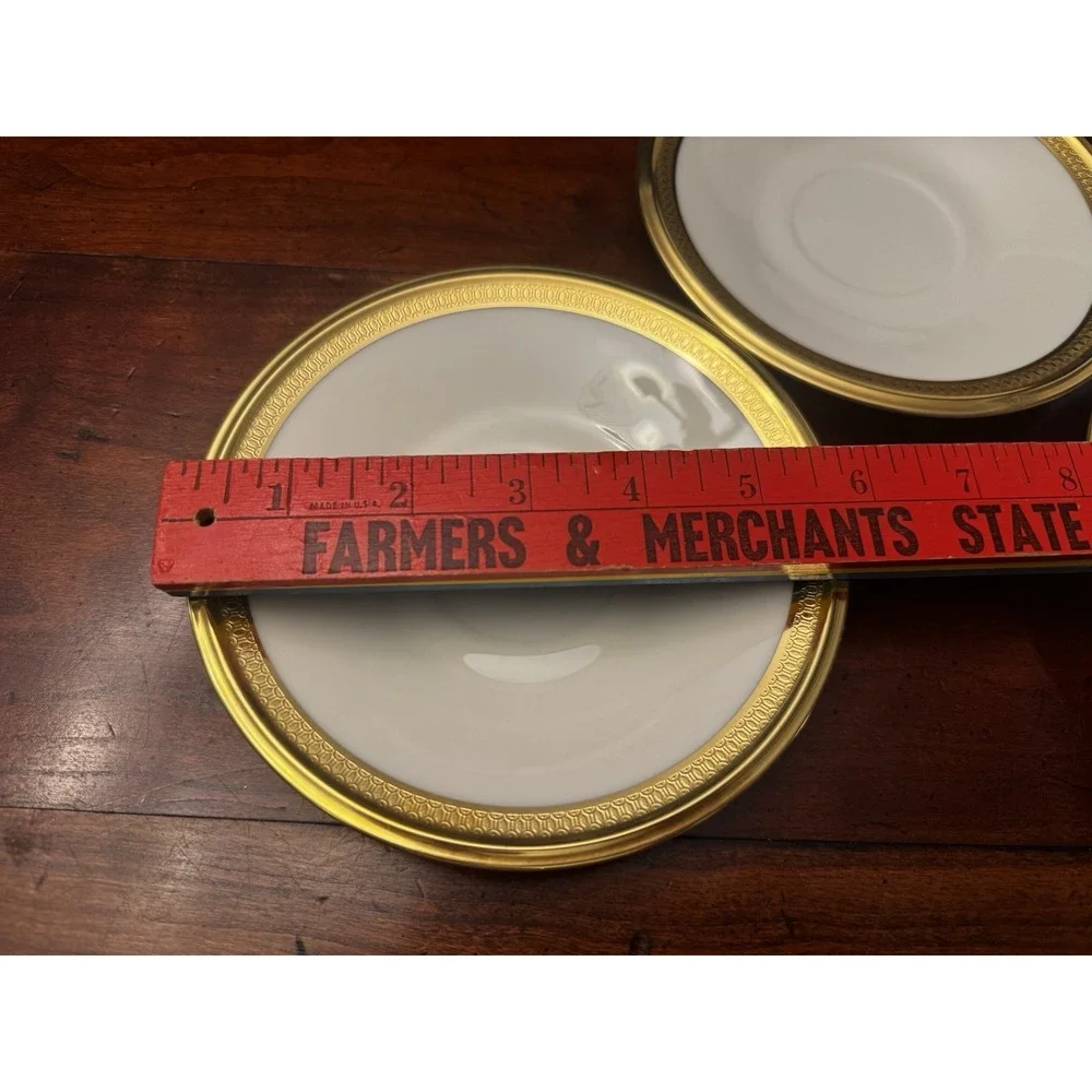 Set of 3 Lenox Aristocrat Saucers, 6" Gold Rim - Picture 3 of 5